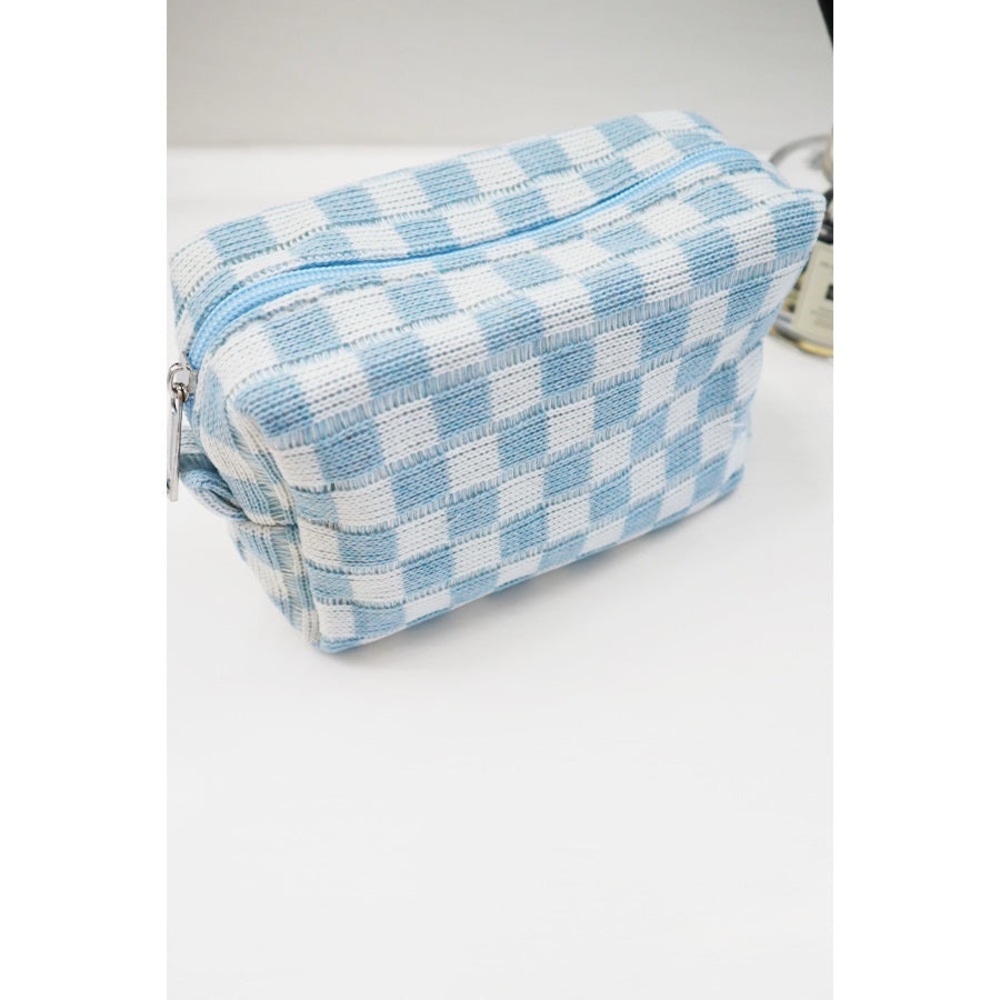 Blue and White Checkered Pouch